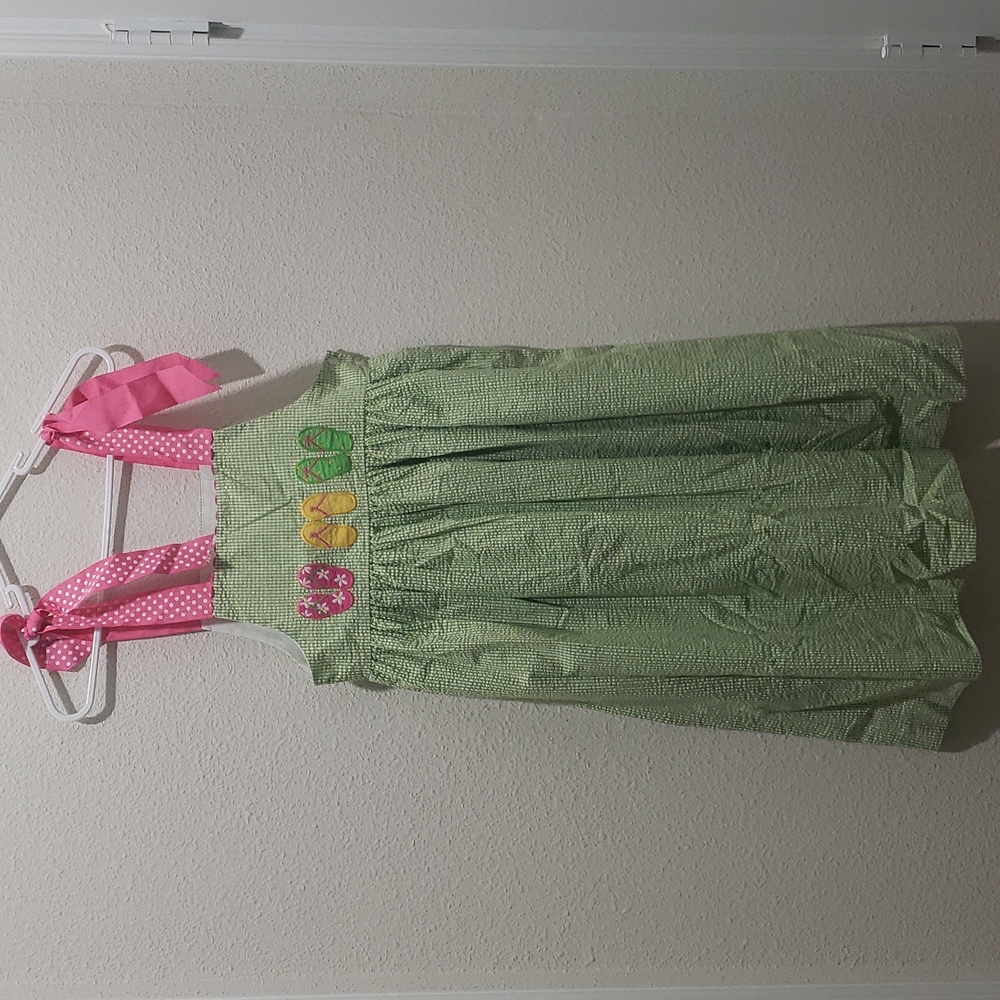 Bailey Boys Searsucker Dress with Flip Flops size 10 girls.